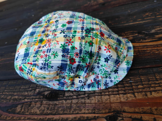 チェック×花柄ハンチング(Plaid×flower pattern hunting cap)