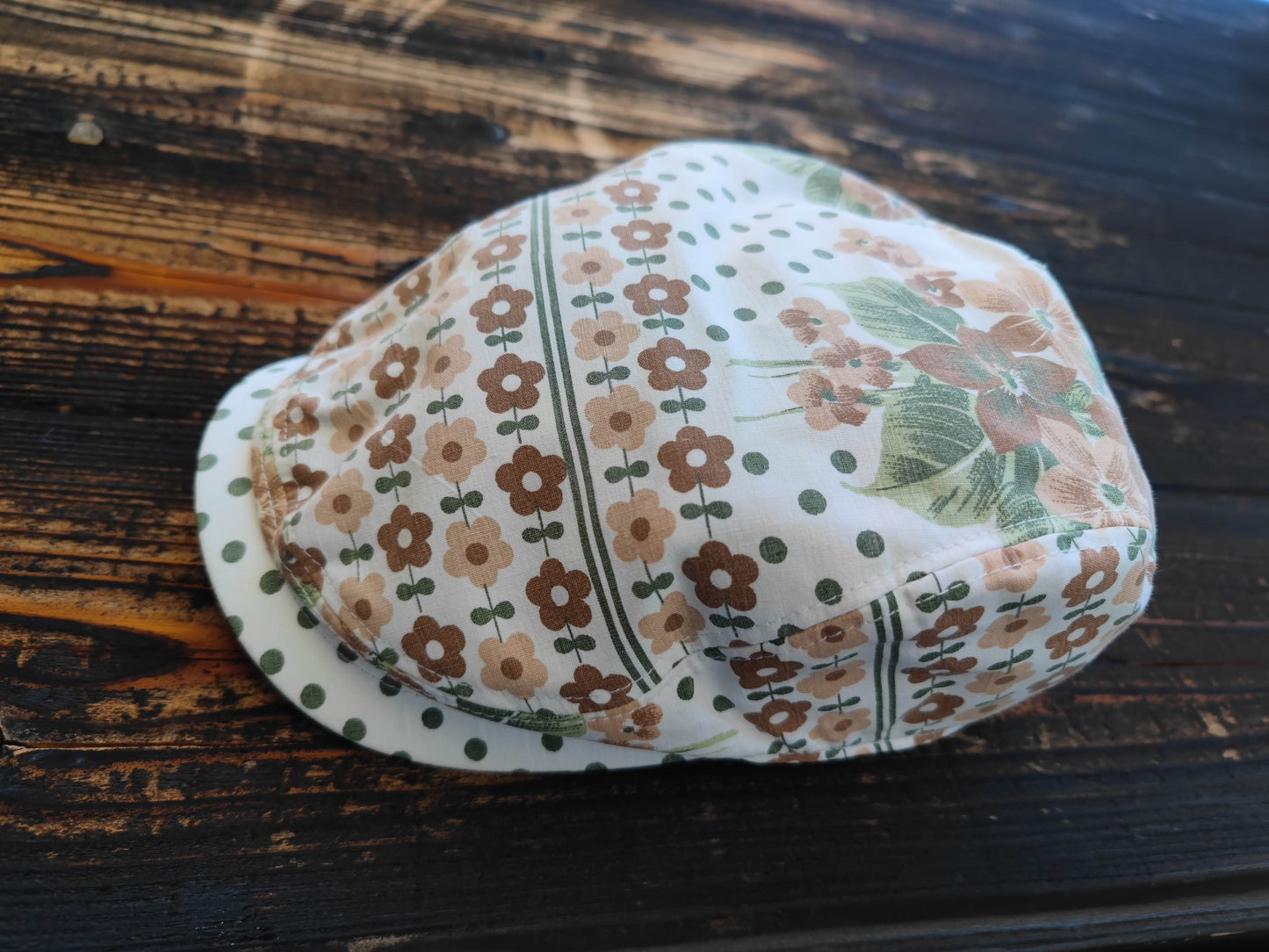 花×ドット柄(茶)ハンチング(flower×dat pattern(brown) hunting cap)