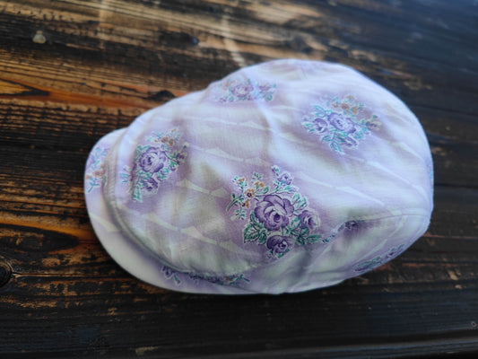 小さな花束柄(白紫)ハンチング(small bouquet pattern(white purple) hunting cap)