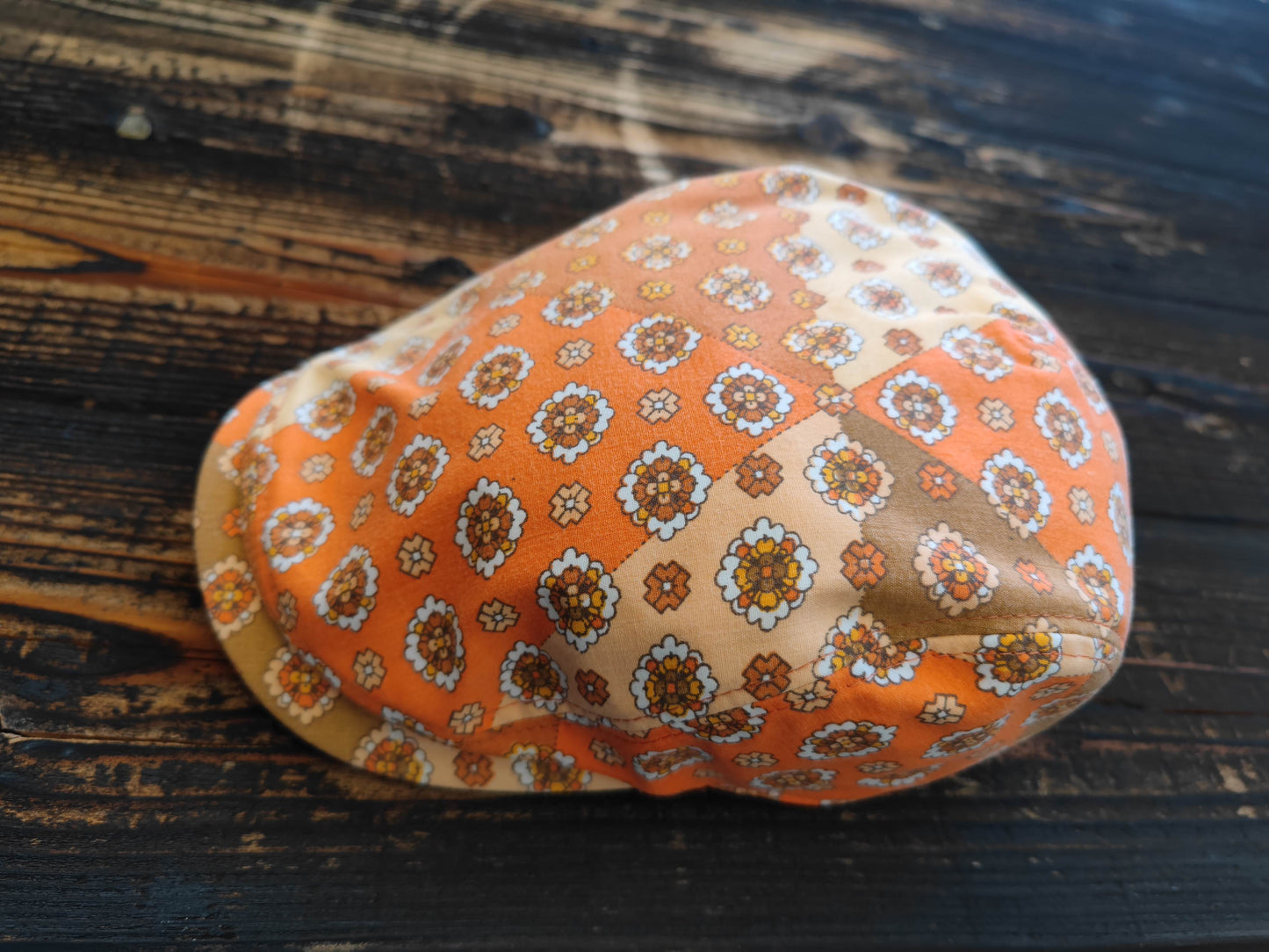 小花柄(オレンジ)ハンチング(small flower pattern(orange) hunting cap)