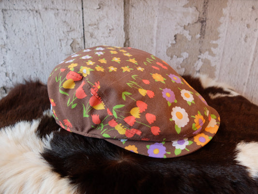 小さな花柄(茶)ハンチング(small flower pattern(brown) hunting cap)
